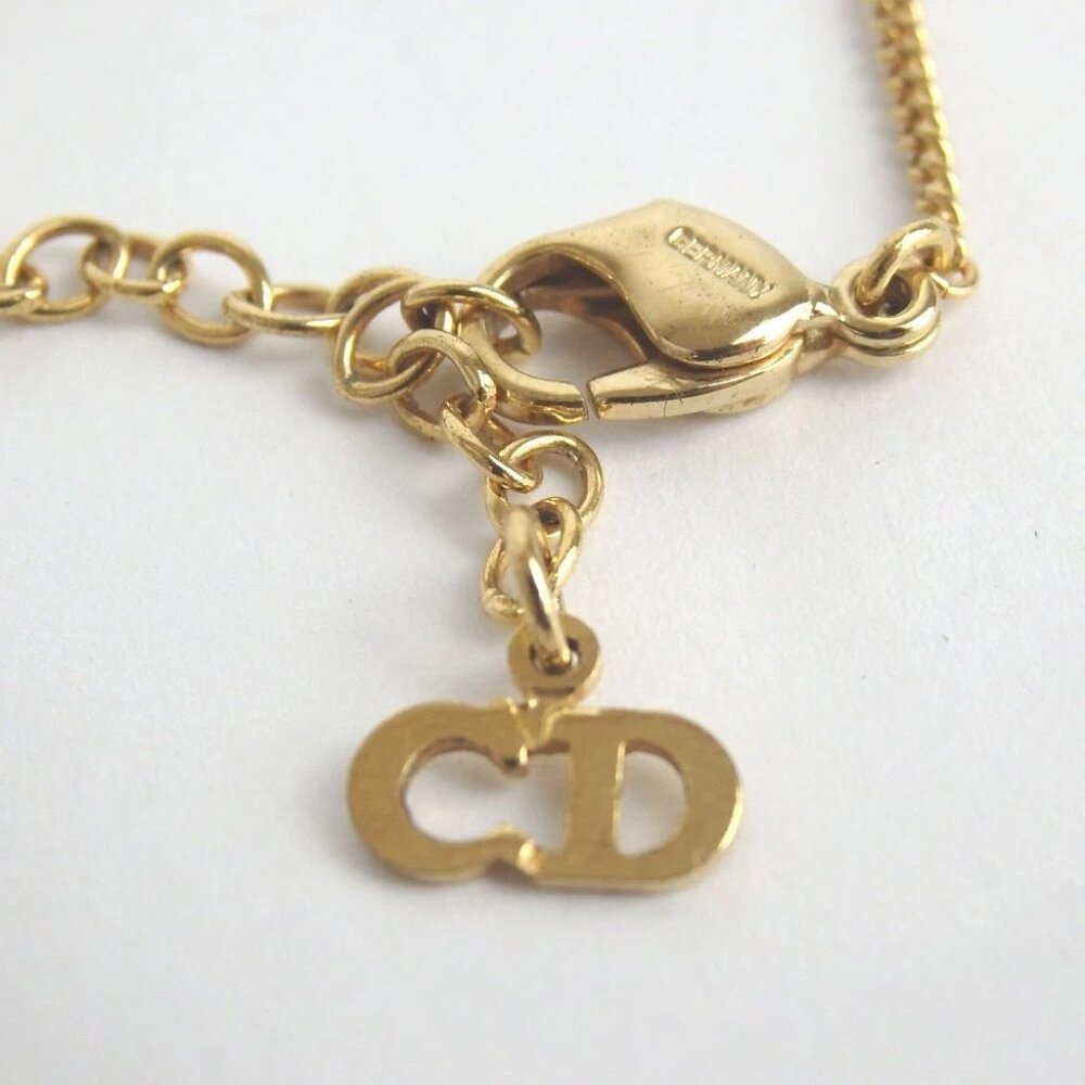 Authentic Christian Dior Heart Rhinestone Necklace metal [Used] - Picture 8 of 9
